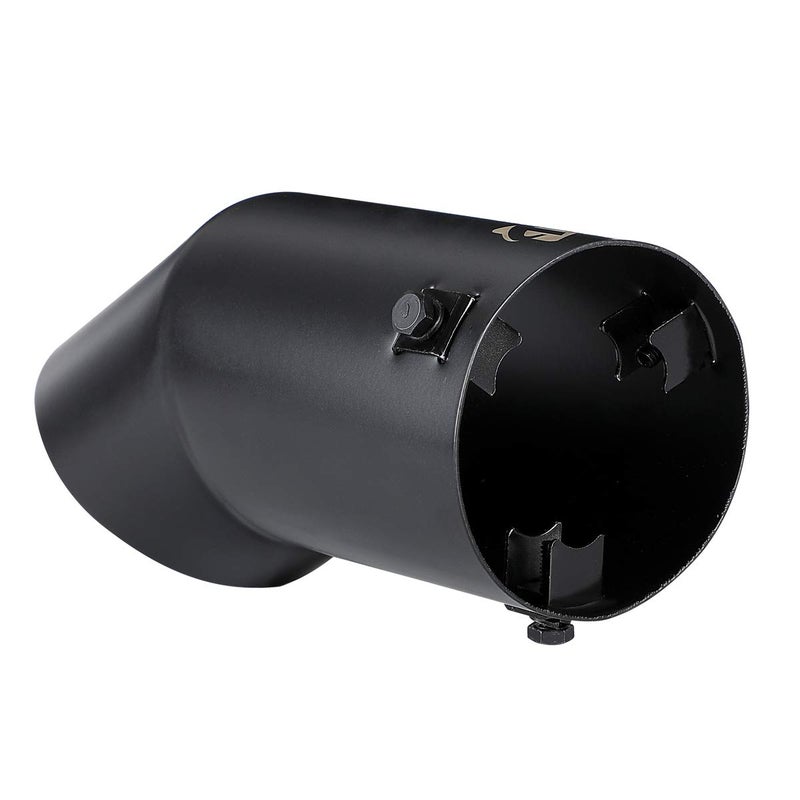 TriTrust Exhaust Tip, 2.75-3 inch inlet adjustable, 3.5'' Outlet 8'' Long Muffler Tip, Black Powder Coated Stainless Steel Truck Car Turn Down Tail Tip, Clamp On Tailpipe - Image 3